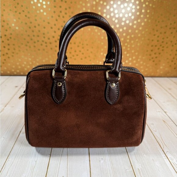 COACH Rowan Mini Satchel in Suede & Leather – Rich Mahogany Brown ✨ - Picture 5 of 10